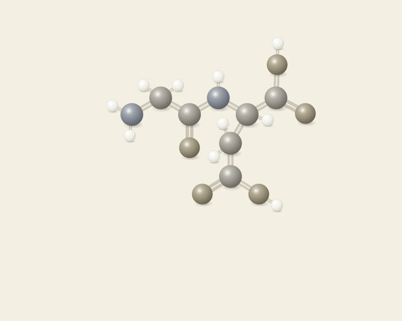 Illustrative ball-and-stick peptide artwork accompanying the Cardiogen page, not a depiction of its chemical structure