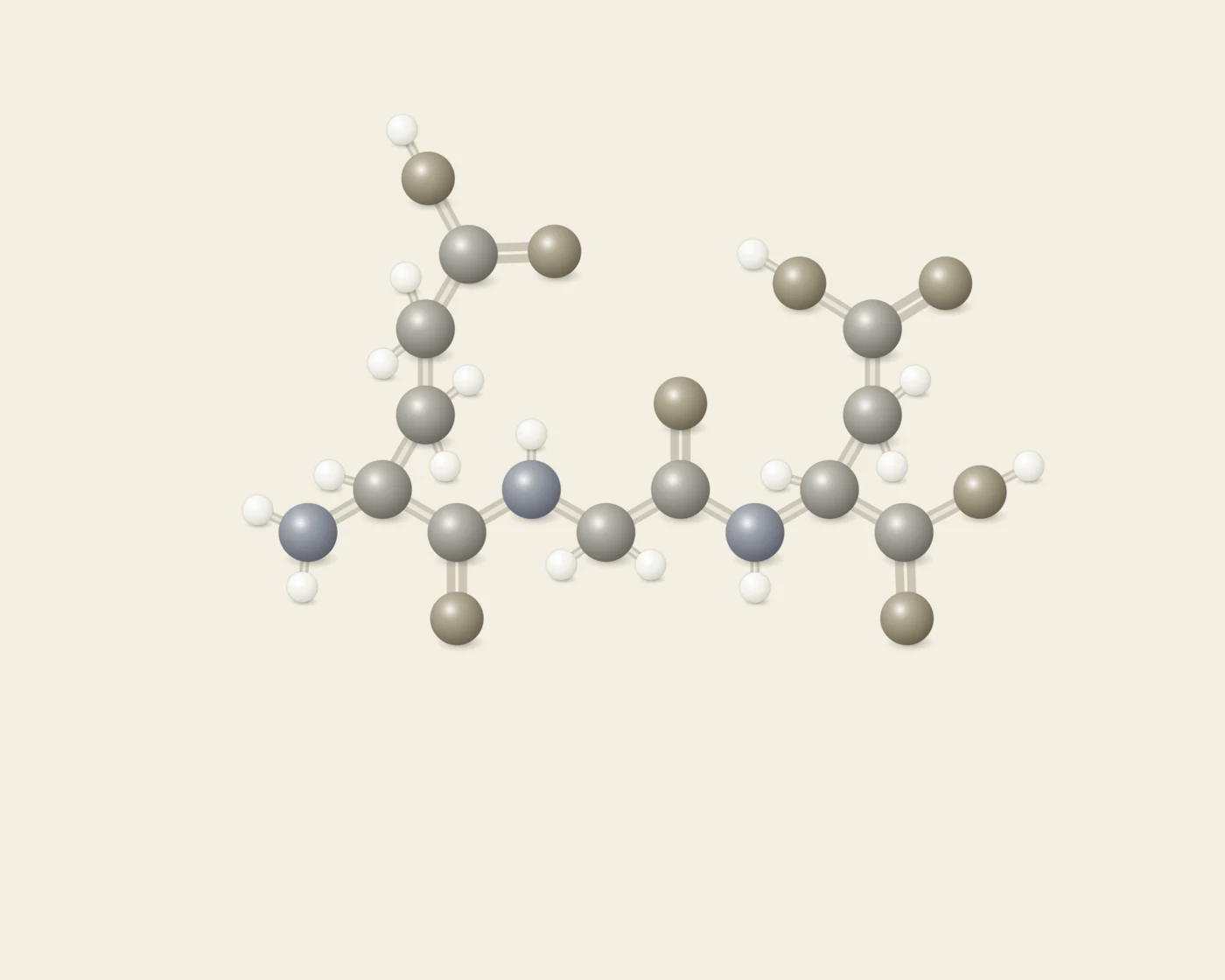 Illustrative ball-and-stick peptide artwork accompanying the Gotratix page, not a depiction of its chemical structure