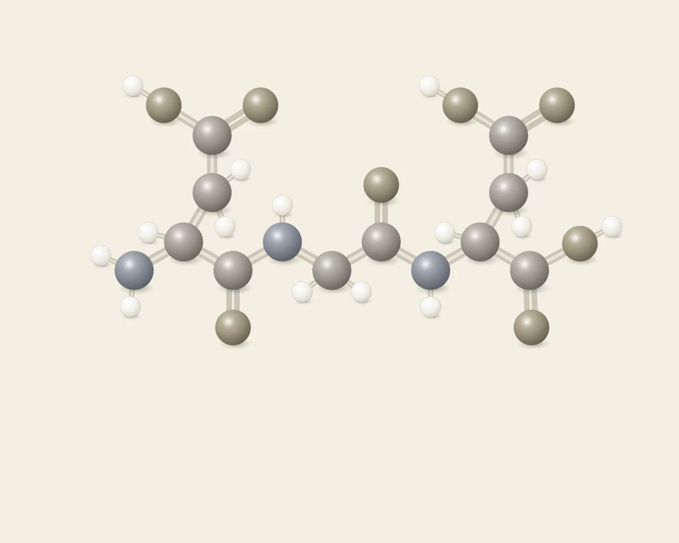 Illustrative ball-and-stick peptide artwork accompanying the Prostamax page, not a depiction of its chemical structure