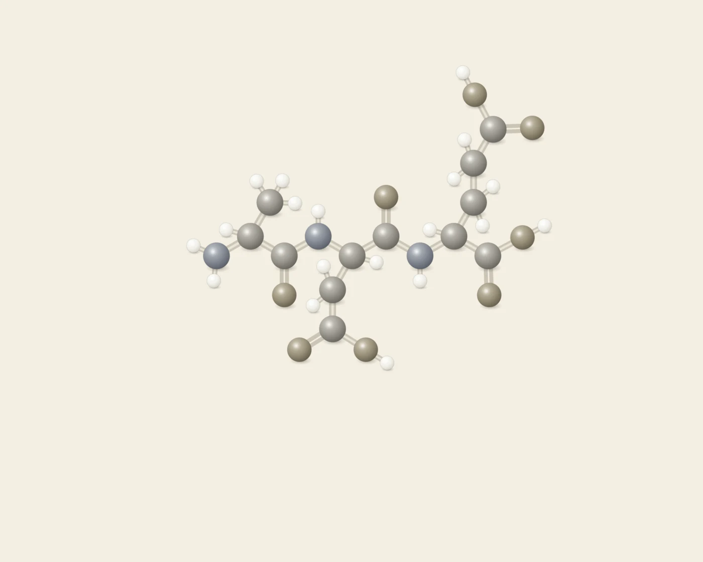 Illustrative ball-and-stick peptide artwork accompanying the Svetinorm page, not a depiction of its chemical structure