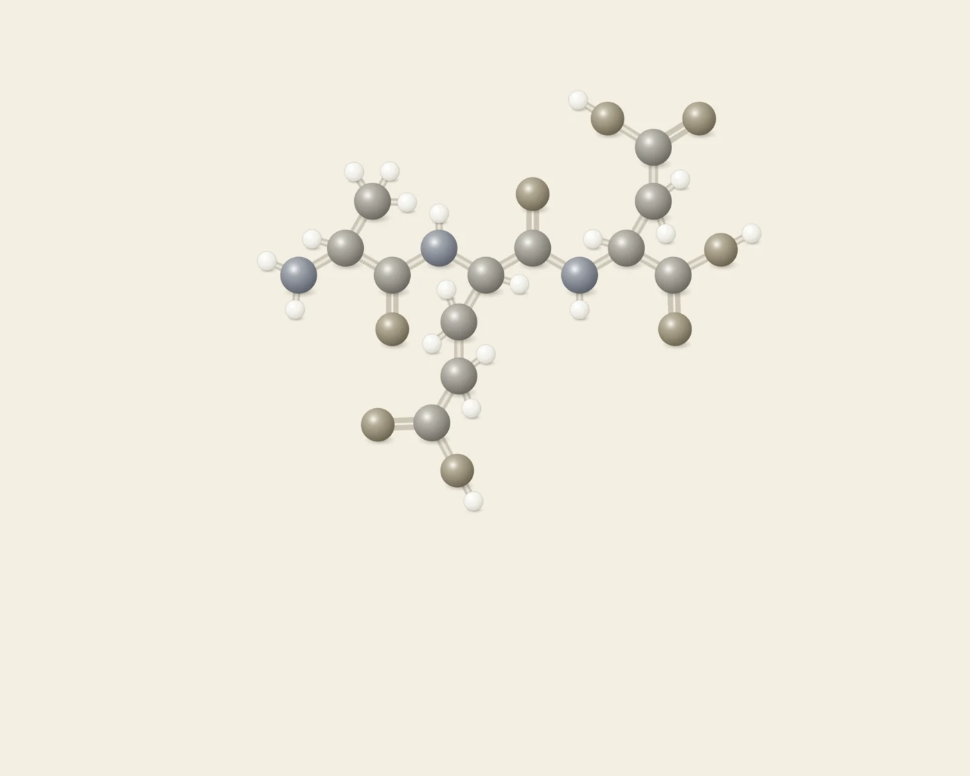 Illustrative ball-and-stick peptide artwork accompanying the Testoluten page, not a depiction of its chemical structure